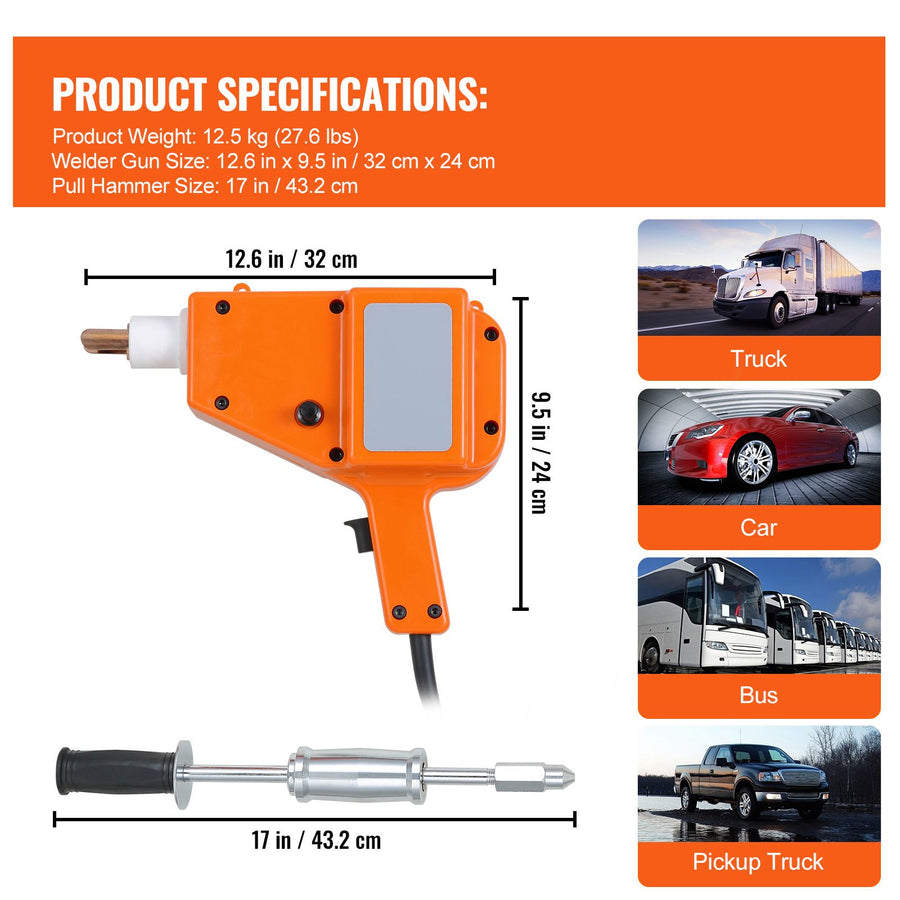 Stud Welder Kit, 5500 Stud Welder Dent Repair Kit, 800VA Spot Welder Stud Kit, Stud Gun Dent Puller Kit with Complete Accessories, Dent Welder Repair for Auto Body Repairing