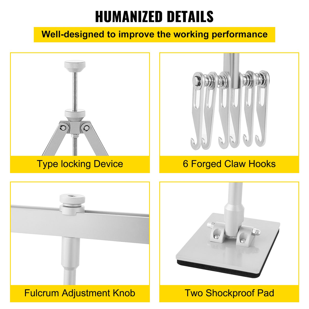 VEVOR Dent Pull Lever Bar Kit Fit for Both Aluminum and Steel Dent Pulling (43INCH/1100MM)