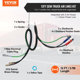 VEVOR 12FT Semi Truck Air Lines Kit with 2PCS Glad Hands, 3-in-1 Air Hoses & 7 Way ABS Electric Power Line, with 2PCS Gladhand Handles, 4PCS Seals and - Front View