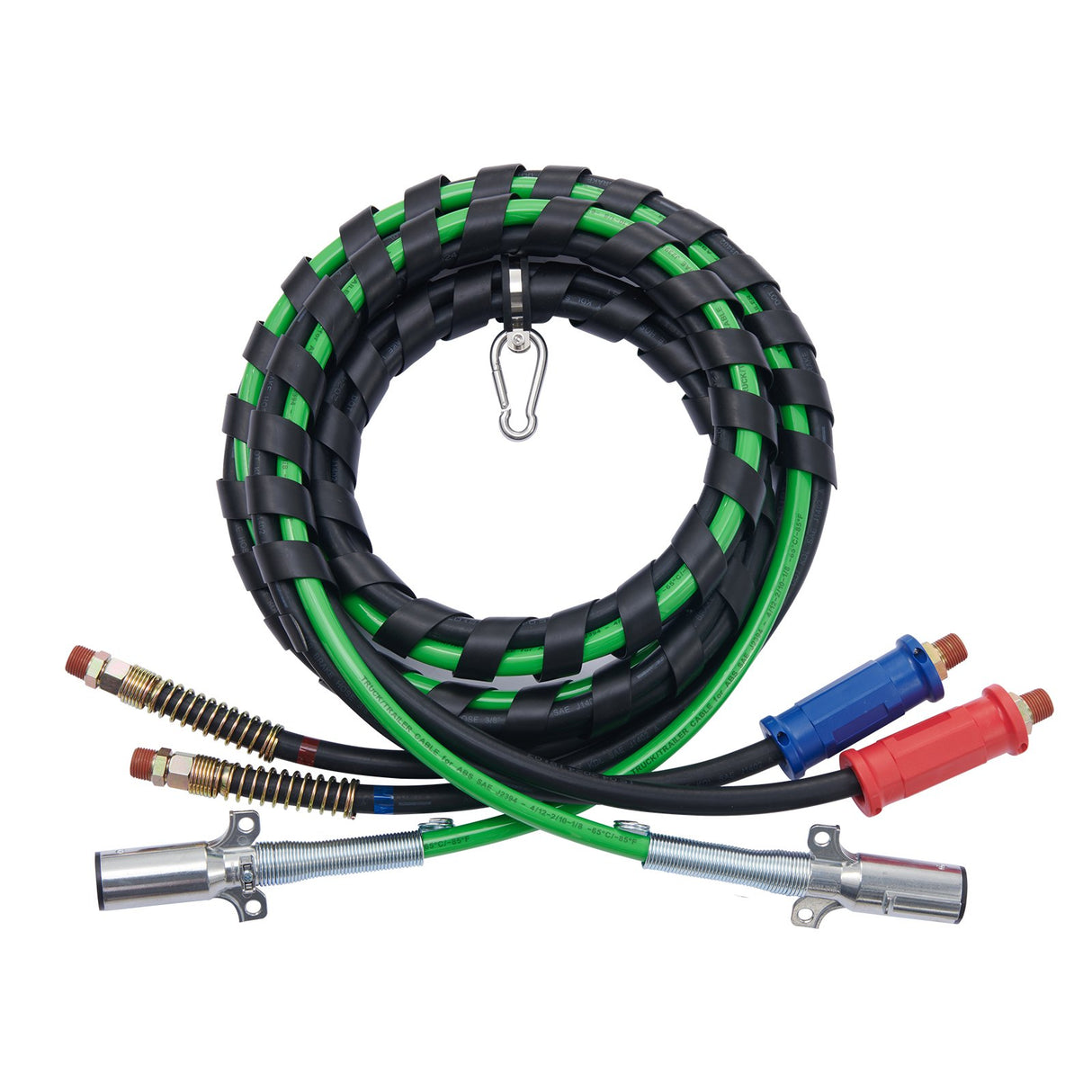VEVOR 12FT Semi Truck Air Lines Kit, 3-in-1 Air Hoses & ABS Power Line for Semi Truck Trailer Tractor, 7-Way Plug Electrical Cord Cable and Rubber Air Lines Hose Assembly Kit with Hook & Teflon Tape