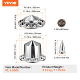 VEVOR Rear&Front Axle Cover Combo Kit ABS Lug Nut Covers with Nut Cover Tools - Close-Up Angle