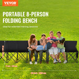 VEVOR 8 Seat Portable Folding Sport Bench Outdoor Camping Chair with Carry Bag - Front View