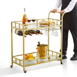 VEVOR 2 Tiers Gold Metal Bar Serving Cart with Wine Rack Glass Holder 120 LBS - Extra Image