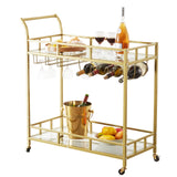 VEVOR 2 Tiers Gold Metal Bar Serving Cart with Wine Rack Glass Holder 120 LBS - Extra Image