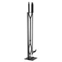 Fireplace Tool Set, 3 PCS Fire Tool Set and Holder with Stand, Tongs, Fire Place Poker, Wrought Iron Fireplace Accessories for Campfire Backyard Bonfire Indoor/Outdoor, Black