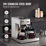 VEVOR 12 Cups Commercial Drip Coffee Maker with 3 Glass Carafes and 3 Warmers - Top-Down View