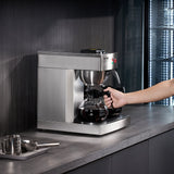 VEVOR 12 Cups Commercial Drip Coffee Maker with 3 Glass Carafes and 3 Warmers - Close-Up Angle
