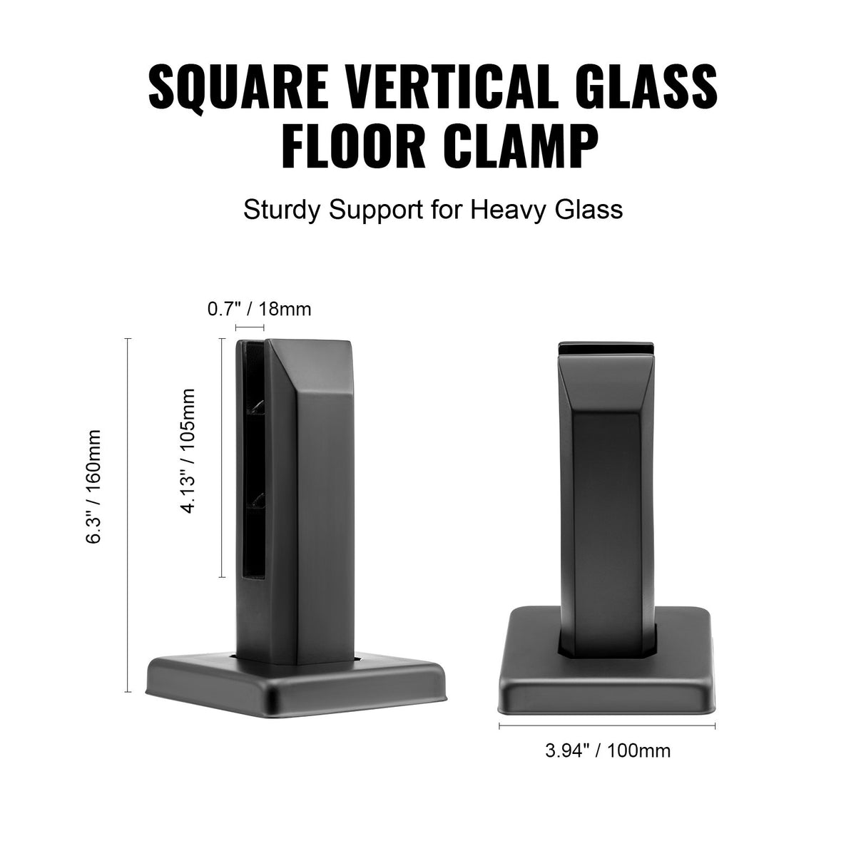 VEVOR Glass Clamp, 10 PCS Square Glass Railing Bracket for 0.31 "-0.47 " Tempered Glass, 304 Stainless Steel Glass Mounting Clamp, 0.12??Thick Glass