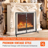 VEVOR 990x802MM Fireplace Screen 2-Panel Iron Mesh Spark Guard Vintage Black - Side View