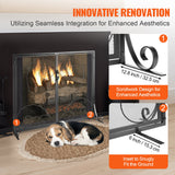 VEVOR 990x802MM Fireplace Screen 2-Panel Iron Mesh Spark Guard Vintage Black