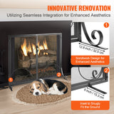 VEVOR 990x802MM Fireplace Screen 2-Panel Iron Mesh Spark Guard Vintage Black - 45-Degree Angle