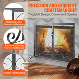 VEVOR 990x802MM Fireplace Screen 2-Panel Iron Mesh Spark Guard Vintage Black - Rear View