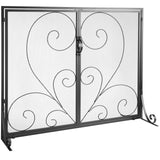 VEVOR 990x802MM Fireplace Screen 2-Panel Iron Mesh Spark Guard Vintage Black