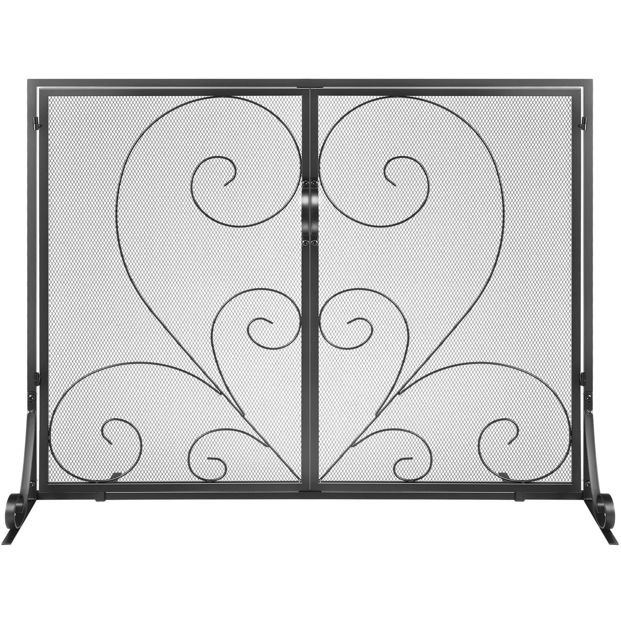 VEVOR 990x802MM Fireplace Screen 2-Panel Iron Mesh Spark Guard Vintage Black