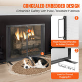 VEVOR Fireplace Screen 1 Panel with Door, Sturdy Iron Mesh Fireplace Screen, 990(L) x780(H)MM Spark Guard Cover, Simple Installation, Free Standing Fire Fence Grate for Living Room Home Decor Modern - 45-Degree Angle