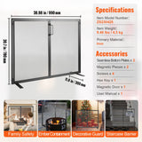 VEVOR Fireplace Screen 1 Panel with Door, Sturdy Iron Mesh Fireplace Screen, 990(L) x780(H)MM Spark Guard Cover, Simple Installation, Free Standing Fire Fence Grate for Living Room Home Decor Modern - Close-Up Angle
