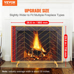 980x758MM Fireplace Screen 1-Panel Iron Mesh Spark Guard Modern Gold, image 2