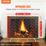 VEVOR 980x758MM Fireplace Screen 1-Panel Iron Mesh Spark Guard Modern Gold - Front View