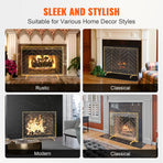980x758MM Fireplace Screen 1-Panel Iron Mesh Spark Guard Modern Gold, image 3