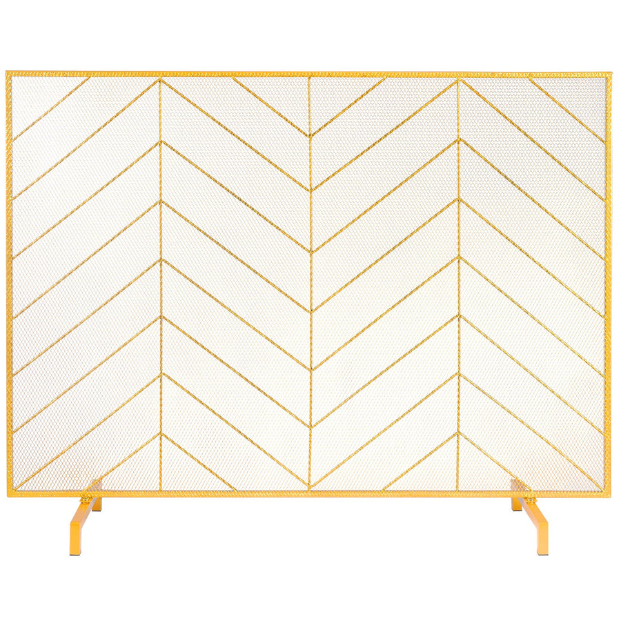 980x758MM Fireplace Screen 1-Panel Iron Mesh Spark Guard Modern Gold, image 11
