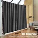VEVOR Room Divider, 8 ft x 10 ft (96 x 120inch) Portable Panel Room Divider with Wheels Curtain Divider Stand, Room Divider Privacy Screen for Office, Bedroom, Dining Room, Study, Black - Front View