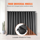 VEVOR Room Divider, 8 ft x 10 ft (96 x 120inch) Portable Panel Room Divider with Wheels Curtain Divider Stand, Room Divider Privacy Screen for Office, Bedroom, Dining Room, Study, Black - Top-Down View