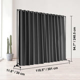 VEVOR Room Divider, 8 ft x 10 ft (96 x 120inch) Portable Panel Room Divider with Wheels Curtain Divider Stand, Room Divider Privacy Screen for Office, Bedroom, Dining Room, Study, Black - Close-Up Angle