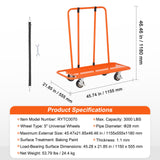 VEVOR Drywall Cart, 3000 LBS Panel Dolly Cart with 45.28
