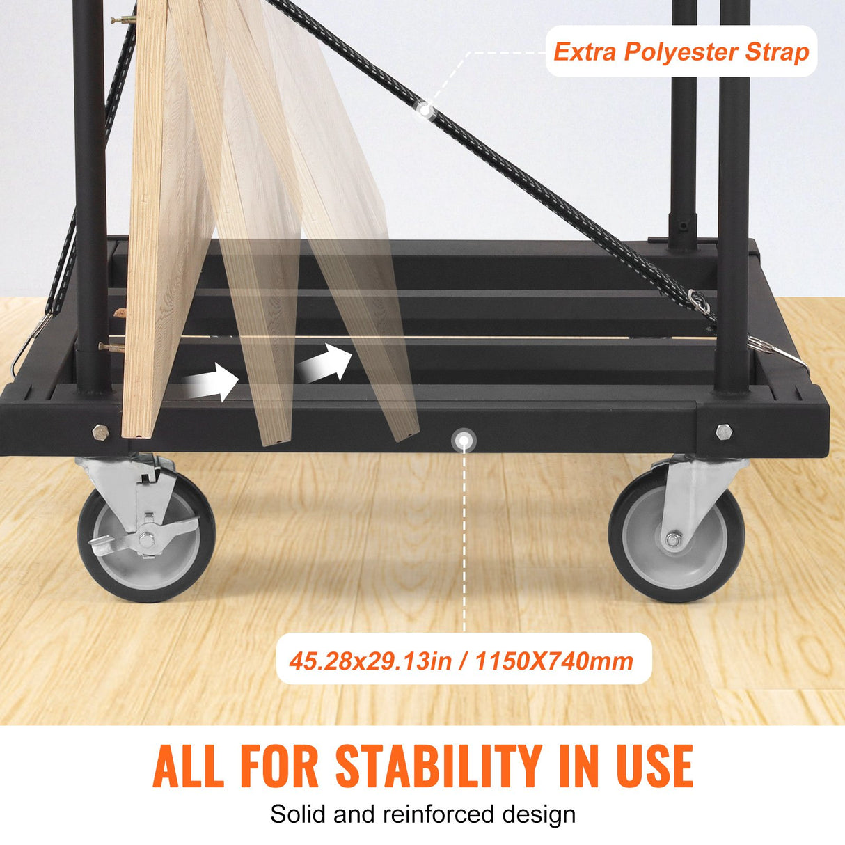 VEVOR Drywall Cart, 1800 LBS Panel Dolly Cart with 45.28" x 29.13" Deck and 5" Swivel Wheels, Heavy-Duty Drywall Sheet Cart, Handling Wall Panel,