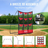 VEVOR 9 Hole Baseball Softball Pitching Net 9 Pocket Hitting Practice 49