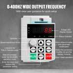 VFD 10HP, 7.5KW, 34A, 1 Phase 220V-240V Input to 3 Phase 220V-240V Output Variable Frequency Drive, 0-400Hz VFD for AC Motor Speed Control