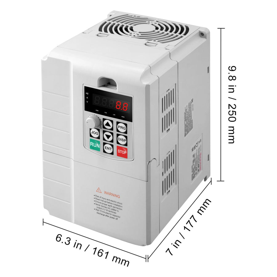 VFD 10HP, 7.5KW, 34A, 1 Phase 220V-240V Input to 3 Phase 220V-240V Output Variable Frequency Drive, 0-400Hz VFD for AC Motor Speed Control