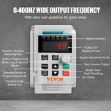 VEVOR VFD 2.2KW 10A 3HP Variable Frequency Drive for 3-Phase Motor Speed Control - Side View