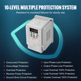VEVOR VFD 2.2KW 10A 3HP Variable Frequency Drive for 3-Phase Motor Speed Control - Top-Down View