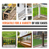 VEVOR Staircase Metal Balusters, 29.5'' x 1'' Flat Aluminum Alloy Decorative Banister Spindles, 51 Pack Deck Baluster with Screws, Classic Hollow Deck Railing Satin Black Powder Coated for Porch - Rear View