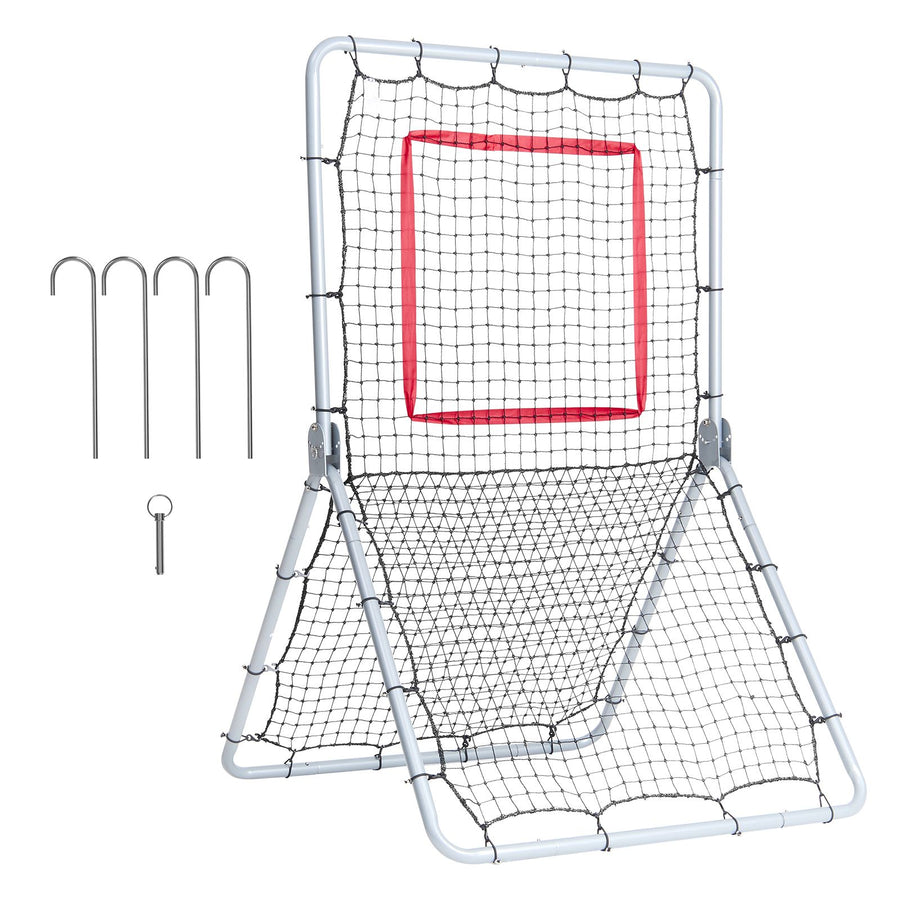 Baseball And Softball Rebounder Net, 3.5 x 6 ft PitchBack Baseball Pitching Nest, Softball Pitchback Net, Fielding Trainer, Bounce Back Net for Fielding/Throwing Practice, 5 Adjustable Angles