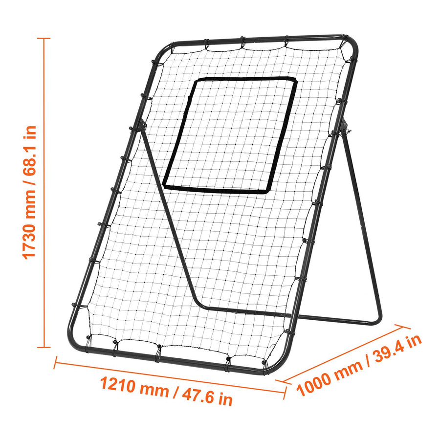 Baseball And Softball Rebounder Net, 4 x 6 Feet PitchBack Baseball Nest for Pitching and Fielding Training, Pitch Return Trainer Rebound Net with Pitching Target, 4 Adjustable Angles