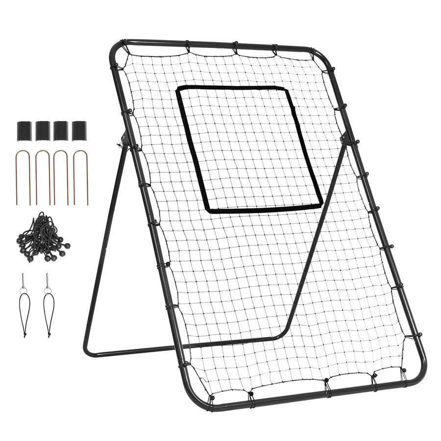 Baseball And Softball Rebounder Net, 4 x 6 Feet PitchBack Baseball Nest for Pitching and Fielding Training, Pitch Return Trainer Rebound Net with Pitching Target, 4 Adjustable Angles