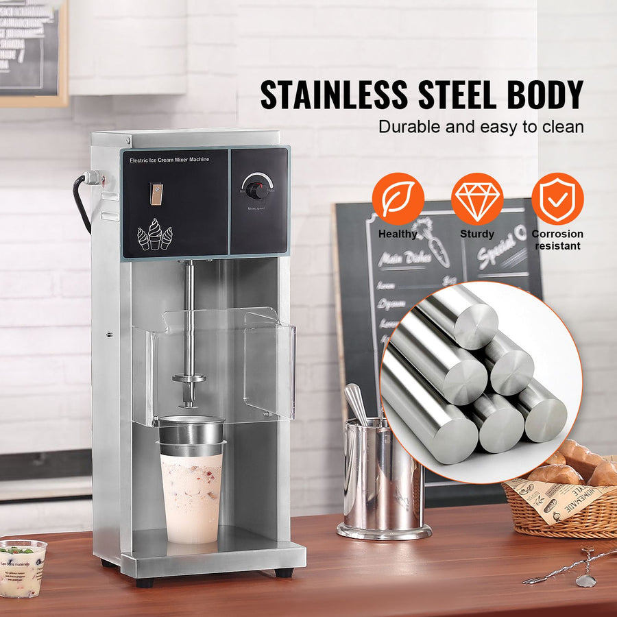 Ice Cream Blender, 400W High-Speed Ice Cream Maker Mixer Stir Machine 4200RPM, Stepless Speed Adjustment, 304 Stainless Steel Ice Cream Shaker, 3 Hand Cups, Make Various Flavors of Ice Cream