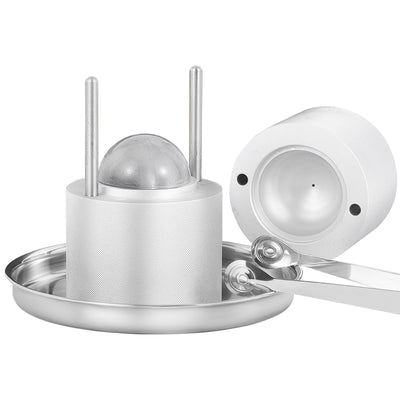 Ice Ball Press Kit, Aircraft Al Alloy Ice Press with Ice Block Mold, Large Mat, Tong, Drip Tray, One Glass, Round Ice Ball Maker 2.4"/60 mm Ice Sphere, for Whiskey, Cocktail on Party & Holiday
