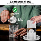 VEVOR Ice Ball Press Kit, Aircraft Al Alloy Ice Press with Ice Block Mold, Large Mat, Tong, Drip Tray, One Glass, Round Ice Ball Maker 2.4