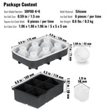 VEVOR Ice Cube Trays (Set of 2), 2-in-1 Combo with Silicone Sphere Ice Ball Maker & Large Square Ice Cube Maker with Lid, Reusable Easy Release BPA Free Ice Tray Set for Whiskey Cocktails Bourbon - Close-Up Angle