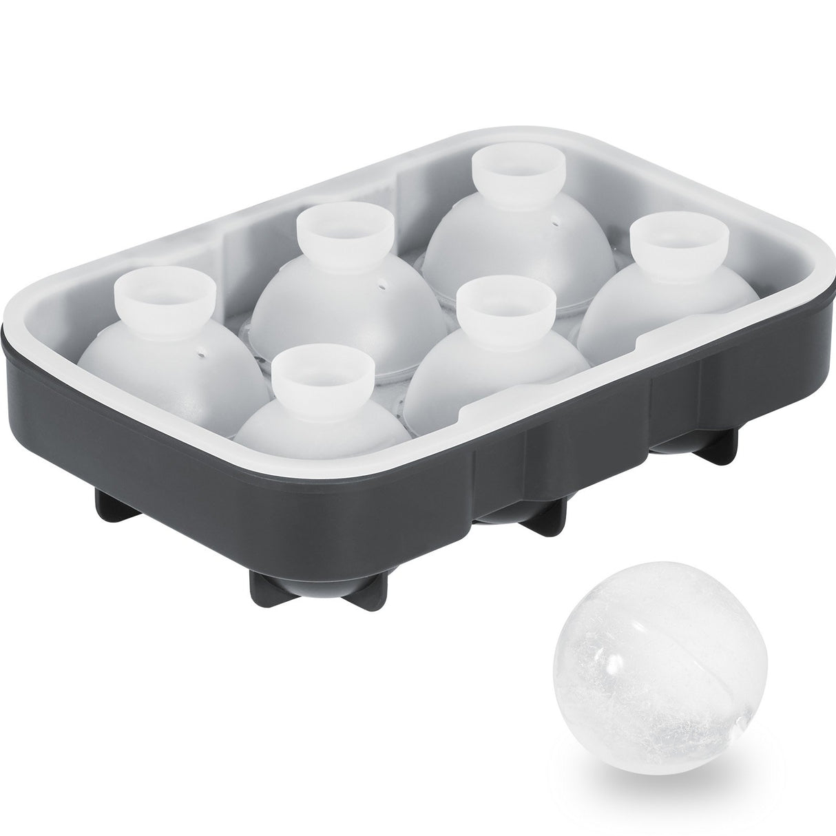 VEVOR Ice Cube Trays (Set of 2), 2-in-1 Combo with Silicone Sphere Ice Ball Maker & Large Square Ice Cube Maker with Lid, Reusable Easy Release BPA