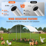 VEVOR Chicken Coop, 9.8x6.5x6.5ft Walk-in Large Metal Chicken Run for Yard with Waterproof Cover, Doom Roof Hen House with Security Lock for Outdoor