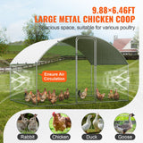 VEVOR Chicken Coop, 9.8x6.5x6.5ft Walk-in Large Metal Chicken Run for Yard with Waterproof Cover, Doom Roof Hen House with Security Lock for Outdoor