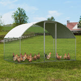VEVOR Chicken Coop, 9.8x6.5x6.5ft Walk-in Large Metal Chicken Run for Yard with Waterproof Cover, Doom Roof Hen House with Security Lock for Outdoor and Backyard, Farm, Duck Rabbit Cage Poultry Pen - Low Angle