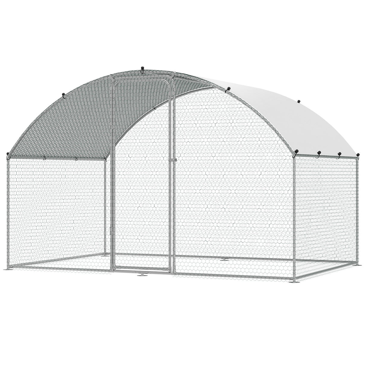 VEVOR Chicken Coop, 9.8x6.5x6.5ft Walk-in Large Metal Chicken Run for Yard with Waterproof Cover, Doom Roof Hen House with Security Lock for Outdoor