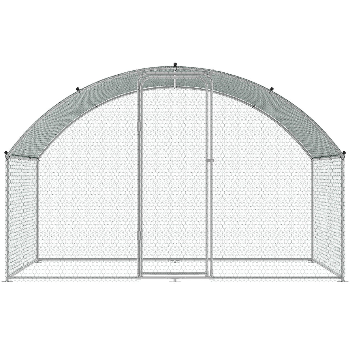 VEVOR Chicken Coop, 9.8x6.5x6.5ft Walk-in Large Metal Chicken Run for Yard with Waterproof Cover, Doom Roof Hen House with Security Lock for Outdoor