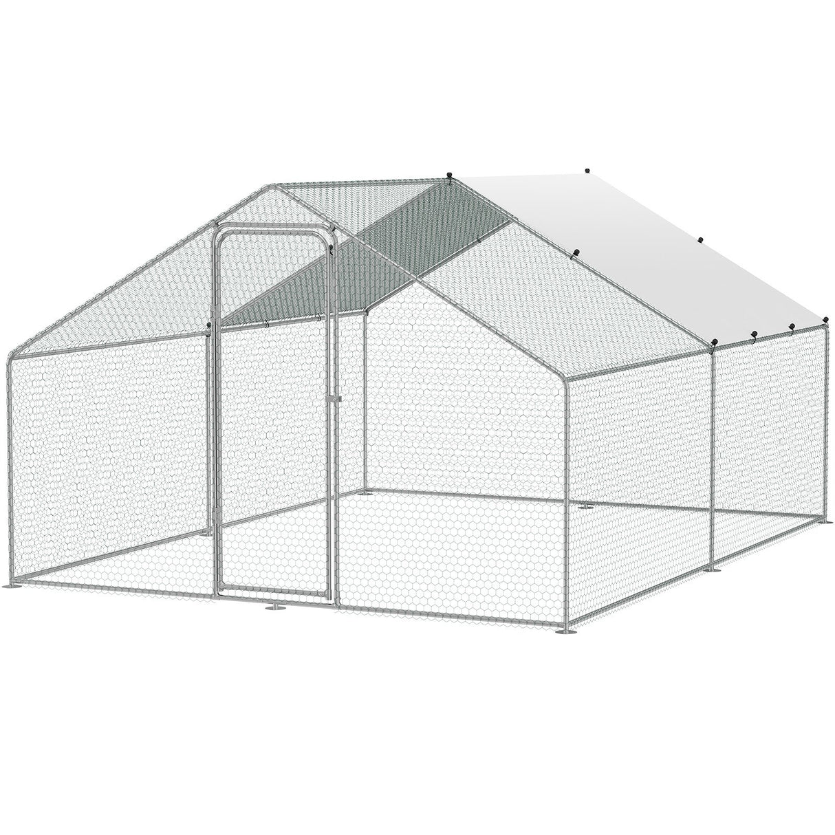 VEVOR Large Metal Chicken Coop, 3x3.93x1.99 m Walk-in Chicken Runs for Yard with Cover, Spire Roof Hen House with Security Lock for Outdoor and