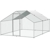 VEVOR Large Metal Chicken Coop, 3x3.93x1.99 m Walk-in Chicken Runs for Yard with Cover, Spire Roof Hen House with Security Lock for Outdoor and
